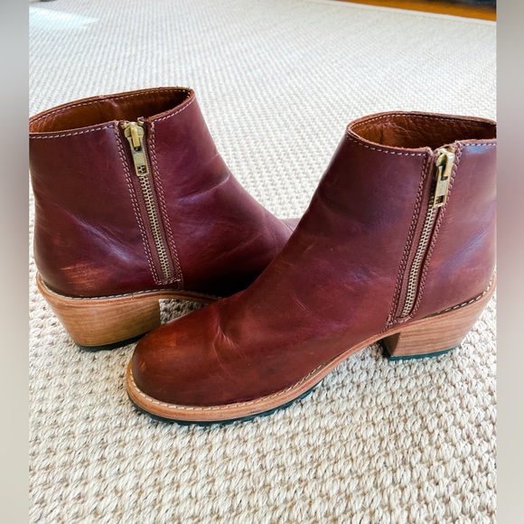 Patina Leather Ankle Boots Women’s Size 8.5 Brown Zip Booties boots EU40 - Picture 4 of 8